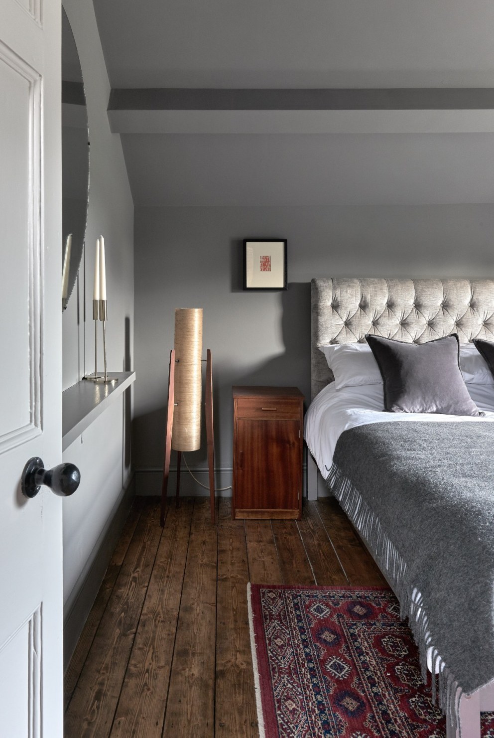 Welsh Farmhouse renovation | Dark grey bedroom in Victorian cottage | Interior Designers